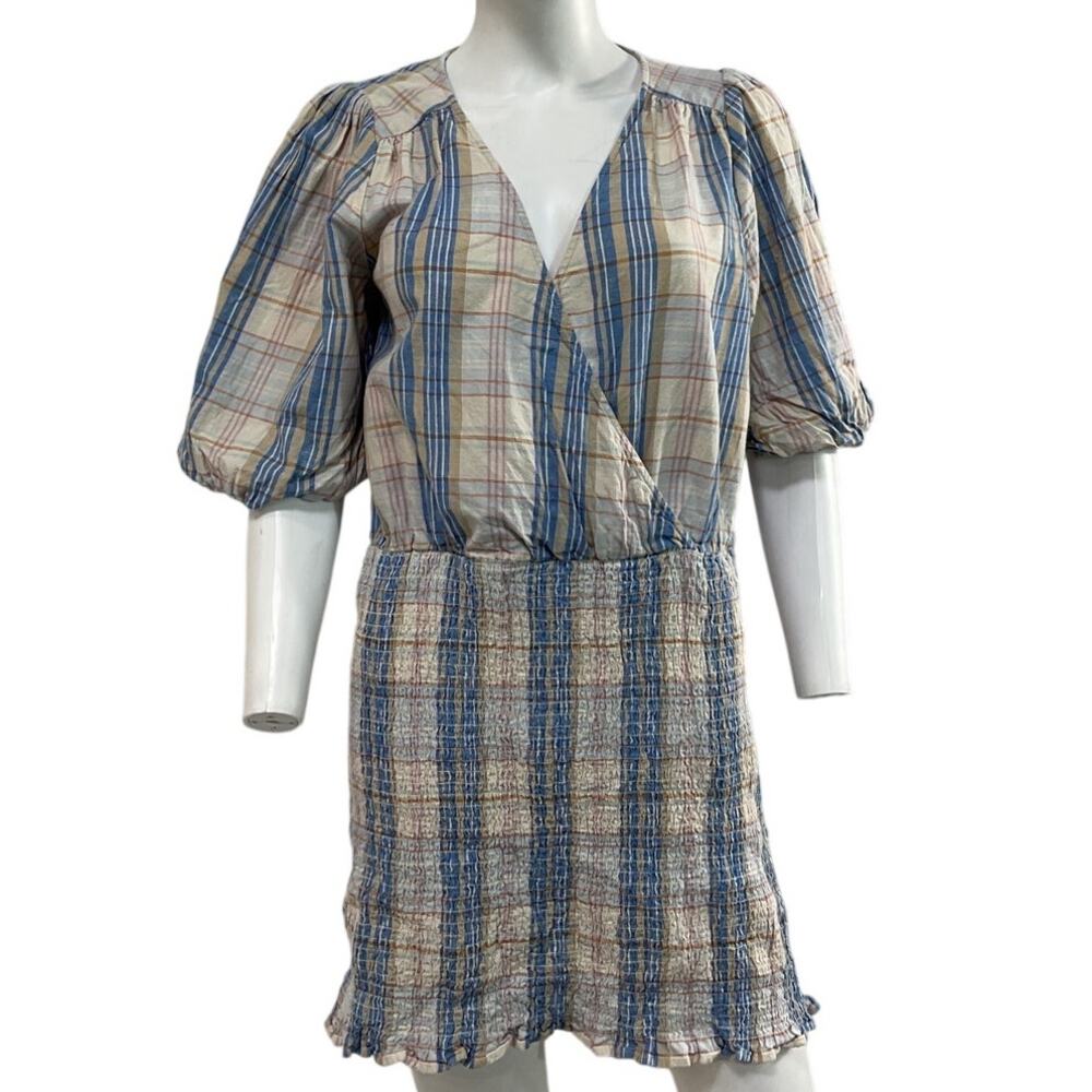 Sezane Checked Blue And White Ellen Dress Size L